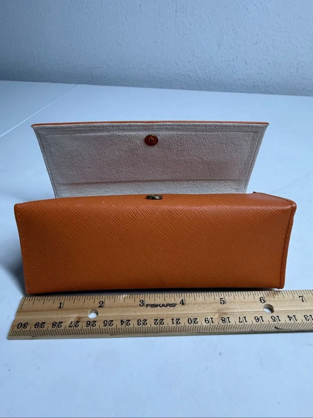 Tory Burch Trifold Orange Leather Sunglasses/Eyeglasses case Large